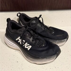Hoka Women’s Bondi 8 Black and White Athletic Running Shoes Size 9.5